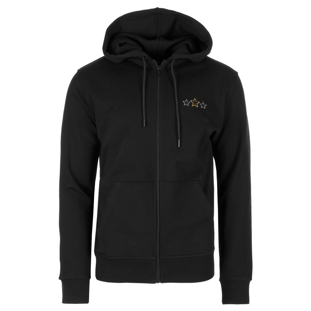 Sweatshirt zip with hood "Three stars", black