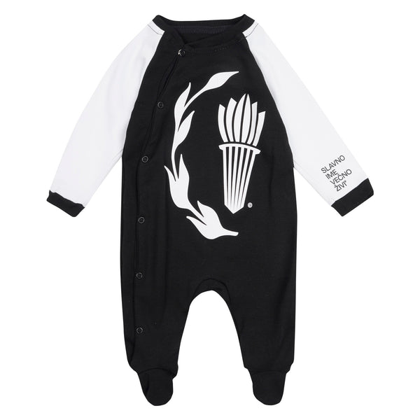 Bebi bodi "Slavno ime večno živi", crno-beli