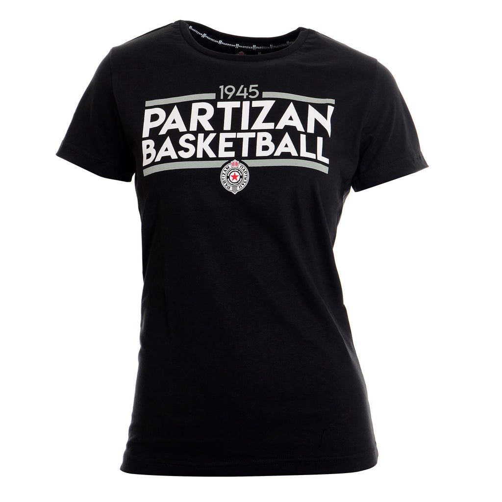 Ženska majica kratkih rukava "Partizan Basketball", crna