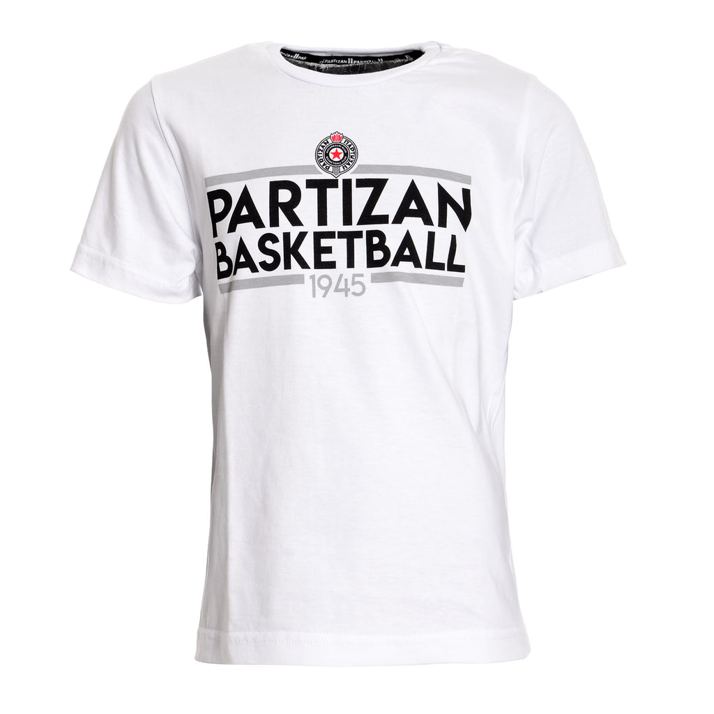 Dečija majica kratkih rukava "Partizan basketball", bela