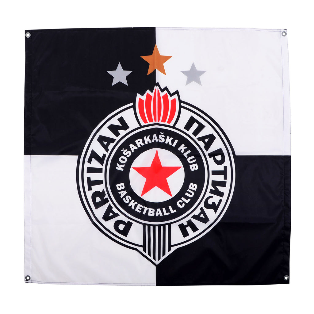 Flag 100x100cm "Coat of CCP 3 stars", squares, black and white